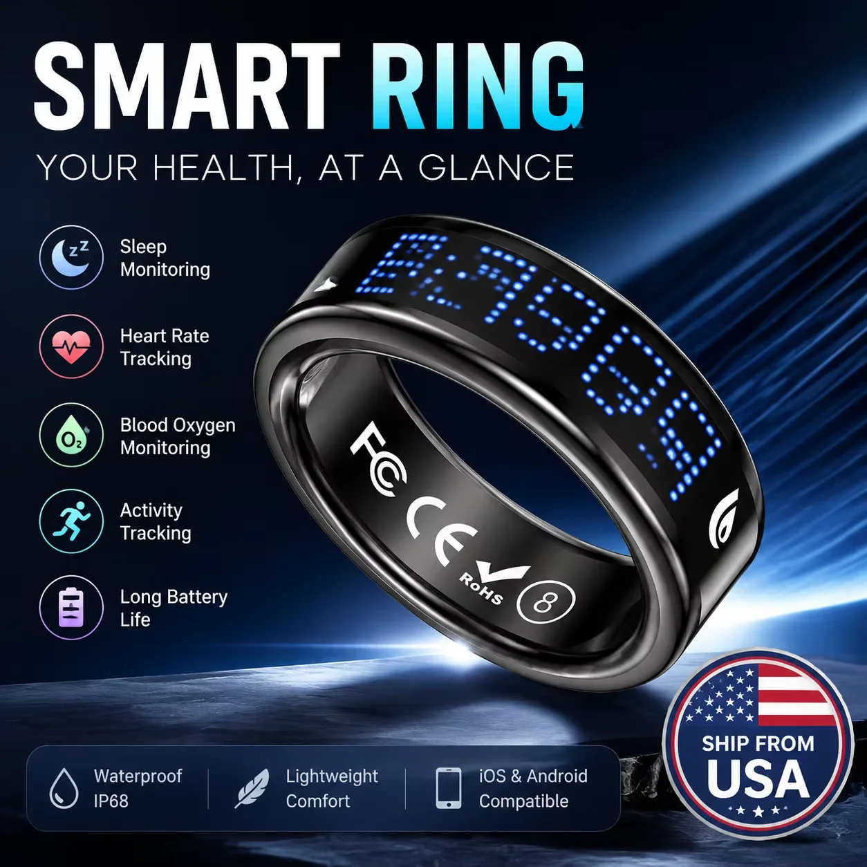 2026 Smart Health Ring for Men Women Daily Activity Tracker Sleep Monitor Heart Rate Fitness and Wellness Wearable for ios Android