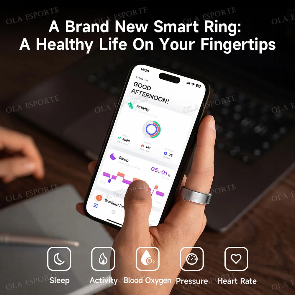 R03 Wellness Smart Ring Health Tracker Sleep Monitor Heart Rate Activity Fitness Tracking Blood Oxygen Wearable Ring for Men Women - Image 6