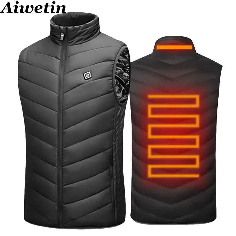 Men USB Infrared 17 Heating Areas Vest Jacket Men Winter Electric Heated Vest Waistcoat For Sports Hiking Oversized 5XL - Image 2