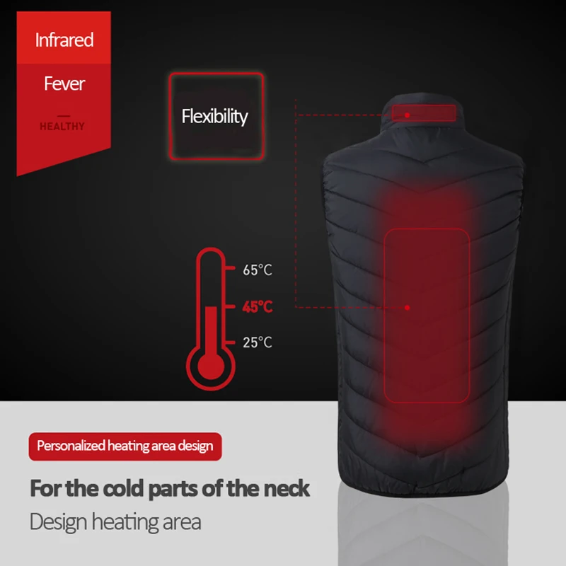 Men USB Infrared 17 Heating Areas Vest Jacket Men Winter Electric Heated Vest Waistcoat For Sports Hiking Oversized 5XL - Image 4