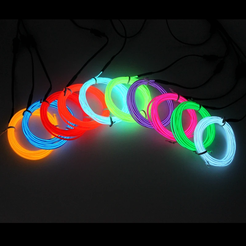 1/2/3/5/10M EL Wire DIY Flexible Neon Light Glow Rope Tape Cable LED String Light For Party Dance Car Decoration