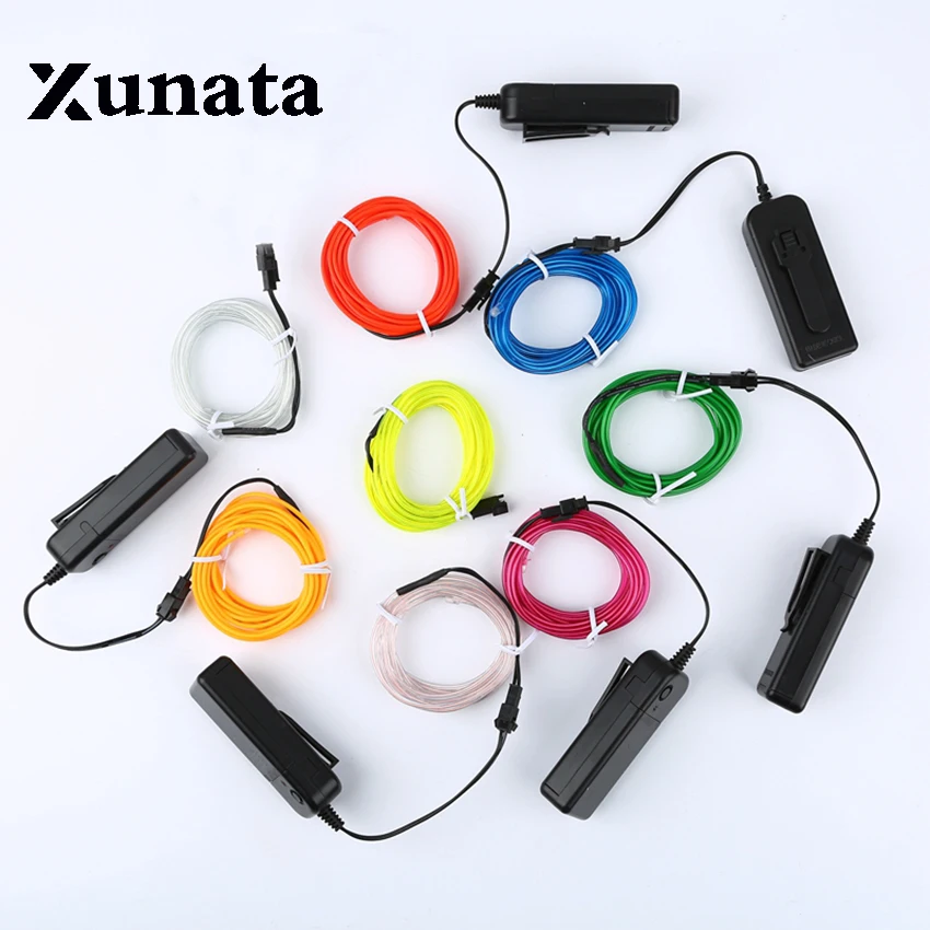 3V AA Battery Waterproof LED Strip Glow EL Wire Rope Tape Cable Strip LED Neon Lights Shoes Clothing Car Flexible Neon Light