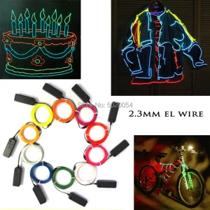 5M El wire Waterproof Glow Cable Car Decoration Light Neon Light Glow light line Rope Tube Cable 3V Controller