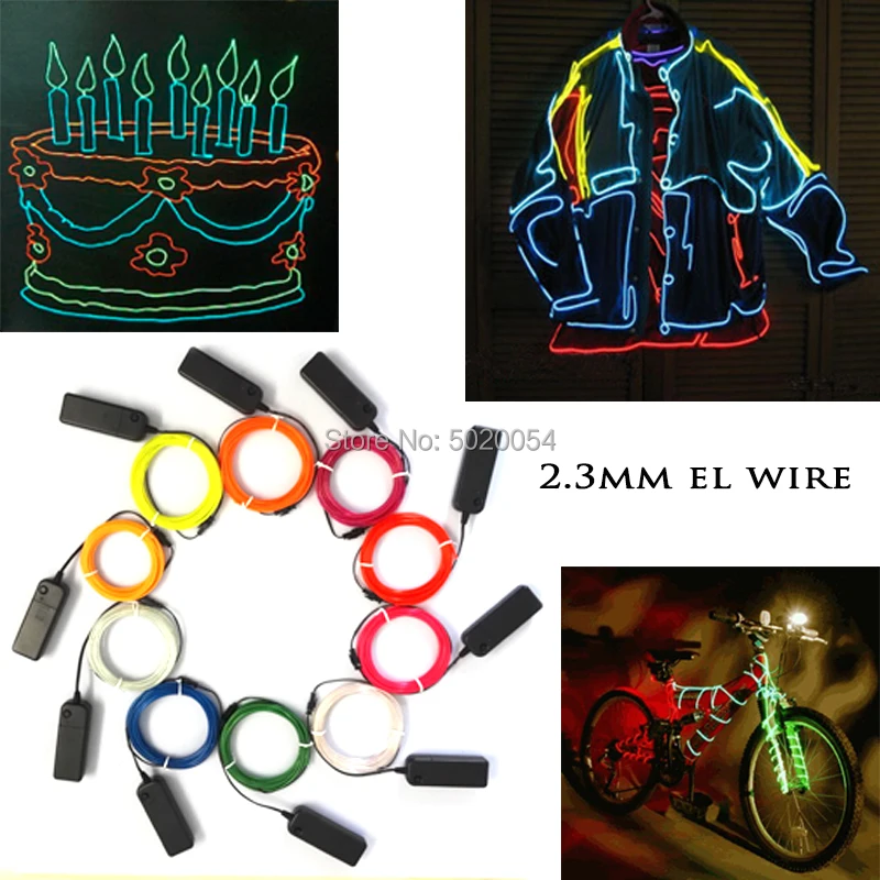 5M El wire Waterproof Glow Cable Car Decoration Light Neon Light Glow light line Rope Tube Cable 3V Controller