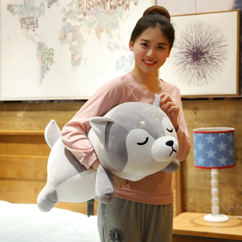New Arrive 35-75CM Cute Corgi & Shiba Inu Dog Plush Toys Kawaii Lying Husky Pillow Stuffed Soft Animal Dolls Gift