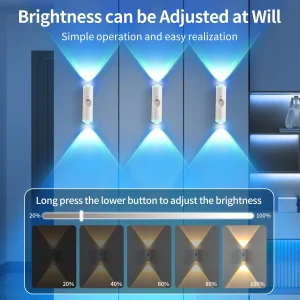 Rechargeable RGB Wall Lamp Double Head Motion Sensor Magnetic Night Light Wireless Smart LED Spotlight for Hallway Kitchen