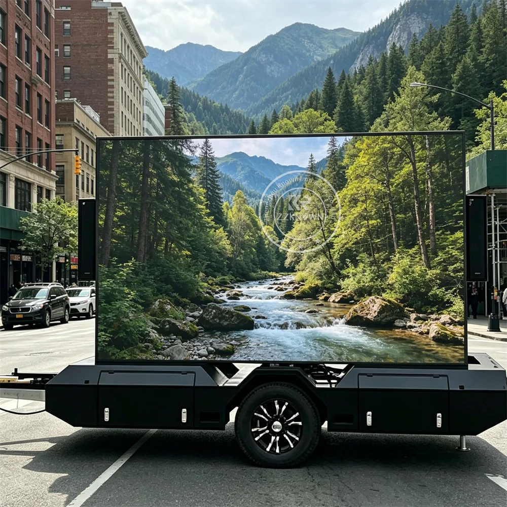 Mobile Solar LED Advertising Trailer Outdoor Billboard Screen Truck Digital Display Trailer For Marketing Events