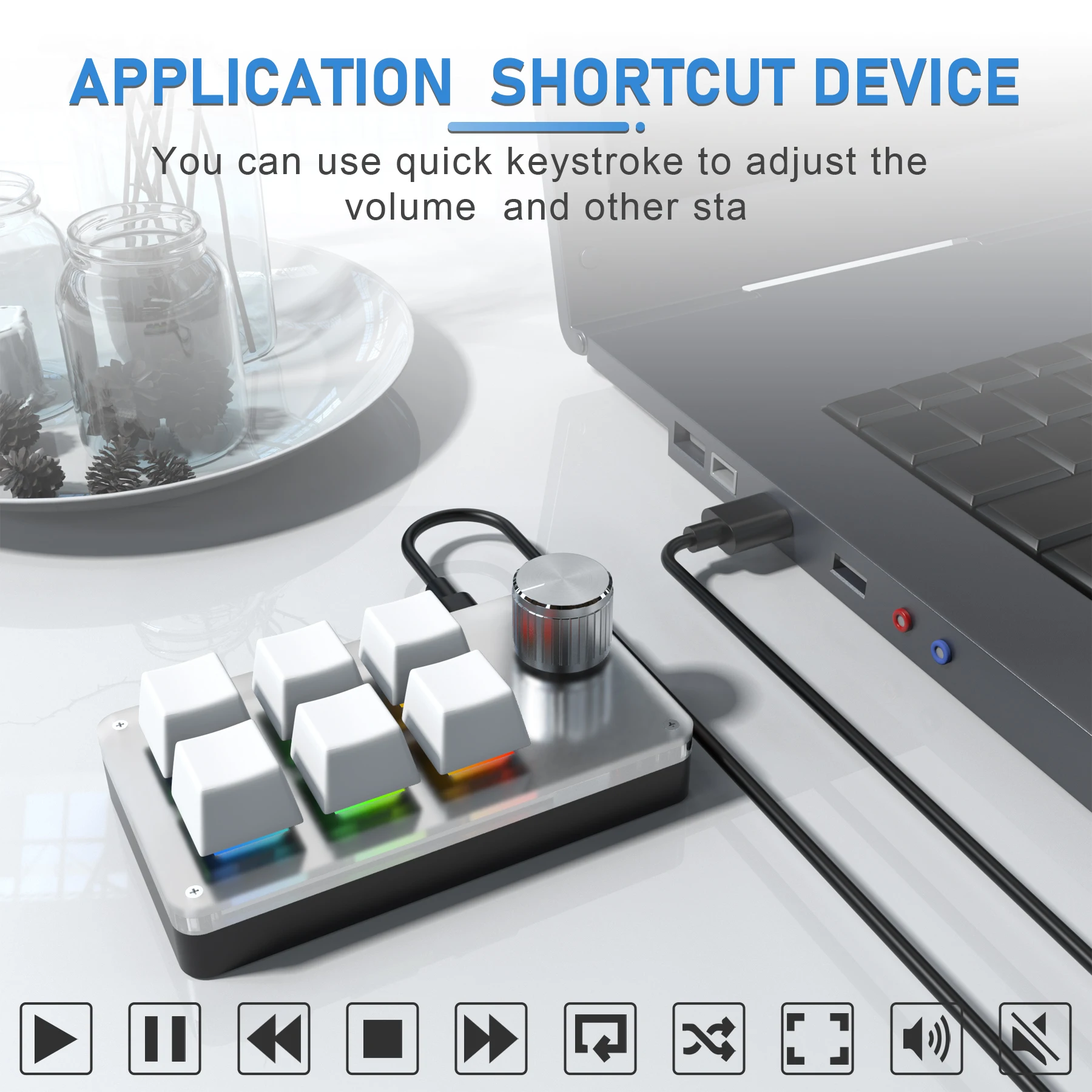 6 Keys 1 Mini Knob RGB Keyboard for Photoshop USB Mechanical Keyboard Gamer Macro Custom Keyboard Gaming Custom Programming Knob - Image 2