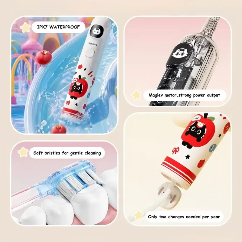 【CHIMU HOME】 Smart Electric Sonic Toothbrush for Kids with 3 Cleaning Modes IPX7 Waterproof and 2000mAh Rechargeable Li-On - Image 3