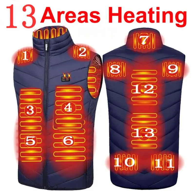 Men USB Infrared 17 Heating Areas Vest Jacket Men Winter Electric Heated Vest Waistcoat For Sports Hiking Oversized 5XL - Image 6
