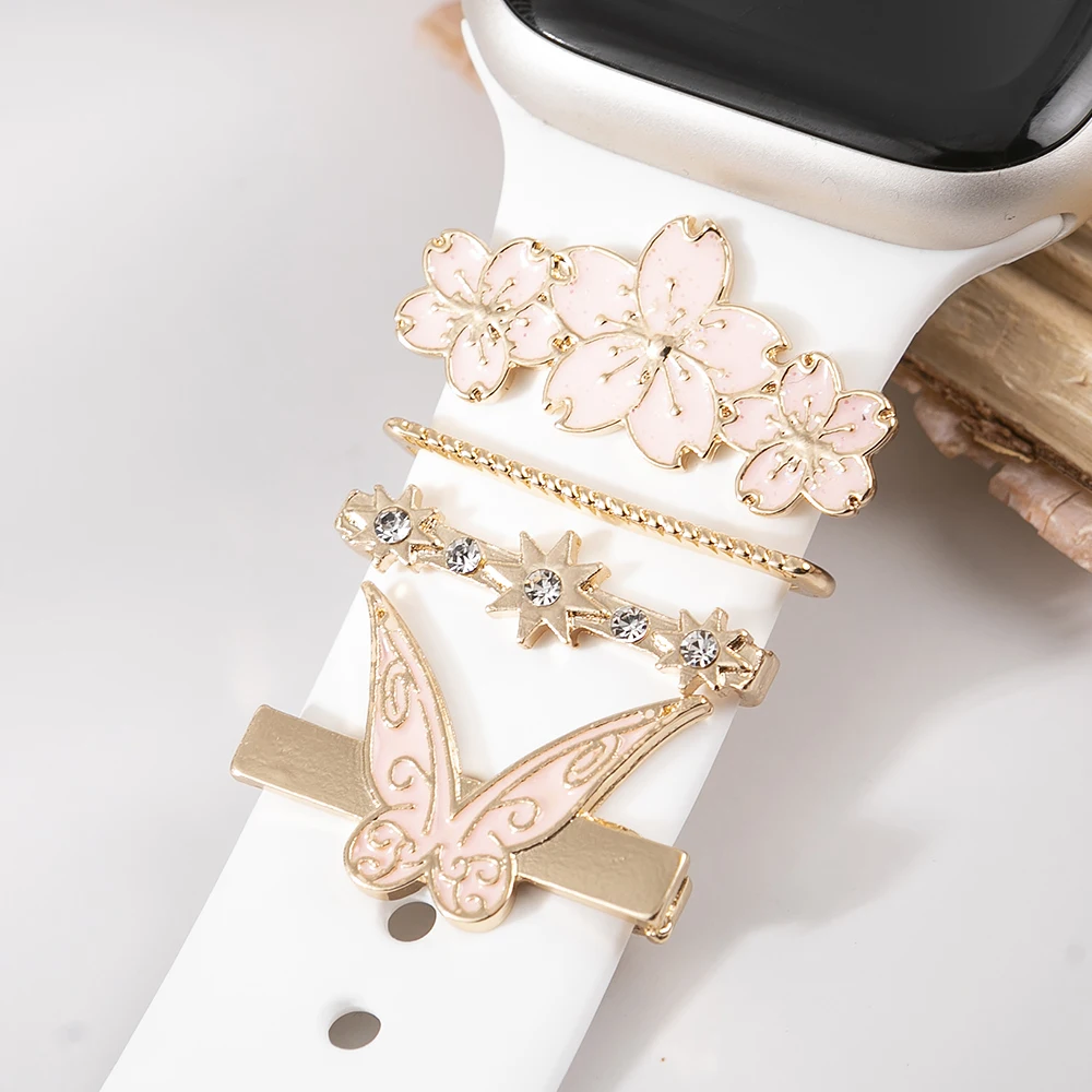 Apple Watch Strap Decorations Accessories Silicone Strap Decorative Rings Decorative Stud Set Smartwatch Jewelry Decorations
