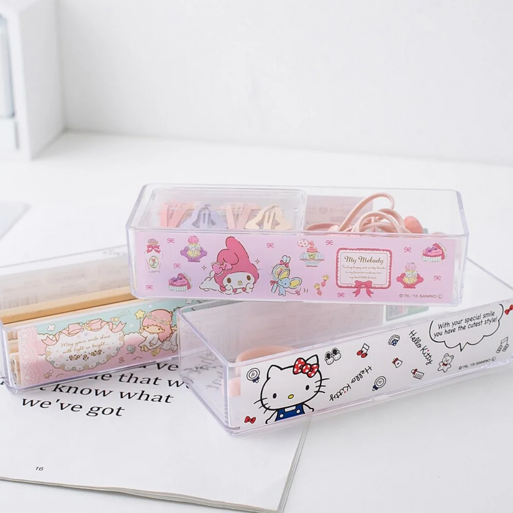 1pc Hello Kitty desktop Storage Box, Rectangular Transparent Uncovered Storage Box for Jewelry and Cosmetics - Image 4