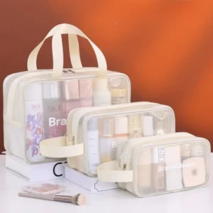 Breathable Mesh Makeup Bag Portable Cosmetic Bag Transparent Travel Ladies Skincare Cosmetics Storage Organizer Hand Pouch