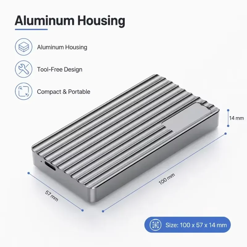 AP01 for Aluminum M.2 NVMe SSD Enclosure USB-C TBT3 USB4 40Gbps PCIe Gen4x4 Heatsink Design Portable External Case with 8TB - Image 4