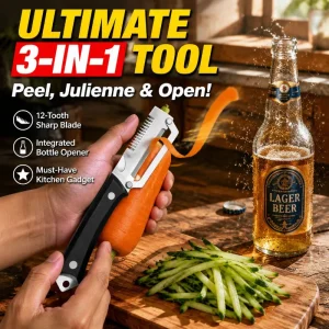 Multifunctional Function Vegetable Peeler Shredder Stainless Steel 3 in 1 Cutter Non Slip Black Handle Kitchen Tool