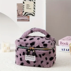 Plush Storage Bag Large Capacity Handheld Plush Storage Bag Makeup Bag Travel Skincare Organizer Pouch