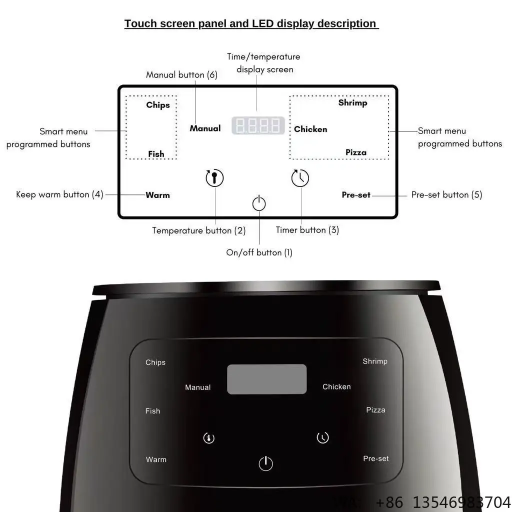 6L Capacity Home Commercial Automatic Air Fryer Digital Multifunctional Oil Free Electric Fryer - Image 5