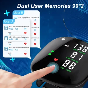Automatic Wrist Blood Pressure Monitor – Digital Tensiometer with Heart Rate, Pulse & SpO₂ Oximeter for Home Health Use Oximeter