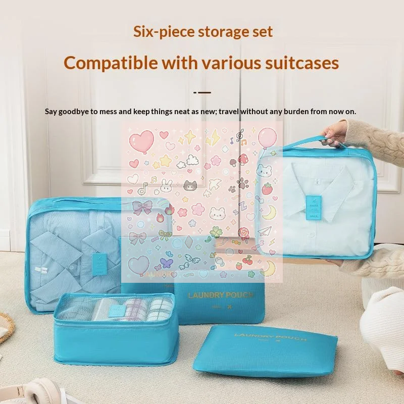 6Pcs Clothes Luggage Travel Blanket Shoes Organizers Bag Suitcase Pouch Packing Cubes Travel Bag Organizer
