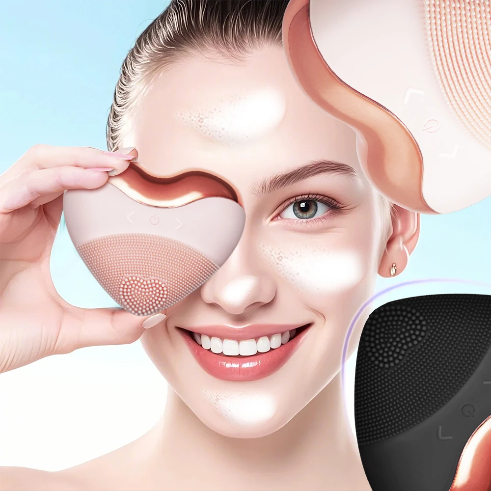 Super Soft Silicone Facial Cleansing Brush 6 Speed Waterproof Rechargeable Face Wash Brush Electric Deep Cleaning Facial Brush