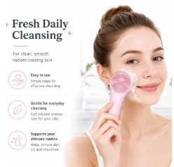 Rechargeable Sonic Silicone Facial Cleansing Brush IPX7 Waterproof Multi Vibration Modes Exfoliating Deep Pore Cleaning Face