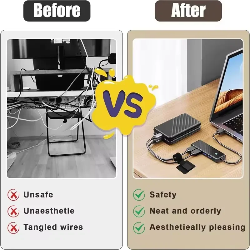 4-40 Sets Cable Management Under Desk Wire Holder Cord Organizer Adjustable Hook and Loop Adhesive Cable Ties Cables Holders - Image 2