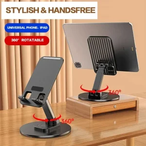 Metal Phone Stand Rotatable Foldable Adjustable Desktop Bracket Compatible With Cell Phone Tablet Portable Holder For Daily Use