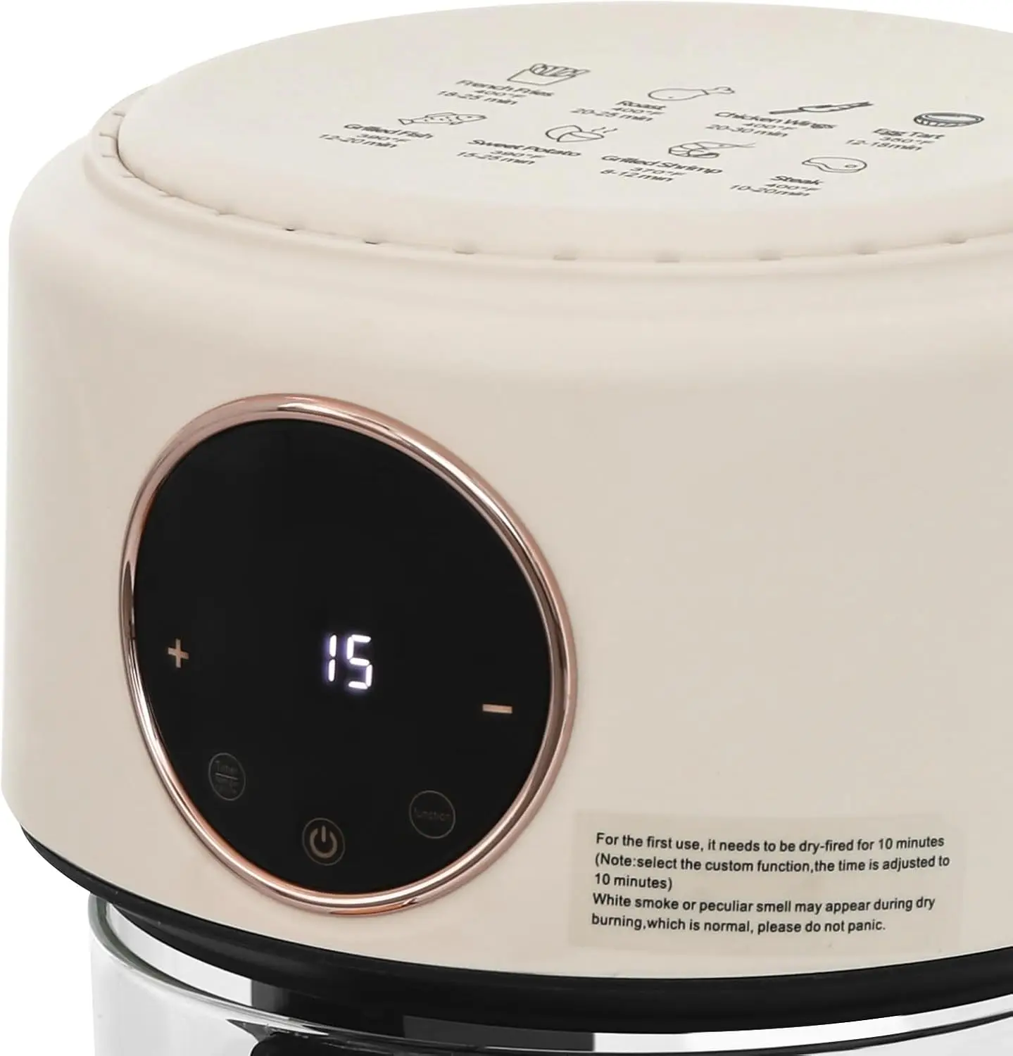 3.81Qt Air Fryer, Portable Glass Air Fryer Compact Smart Air Fryer Oven 8 Preset Modes with Digital Display Fast Preheat for Home Kitchens, Restaurants, Family Gatherings, Outdoor Picnics (White) - Image 8