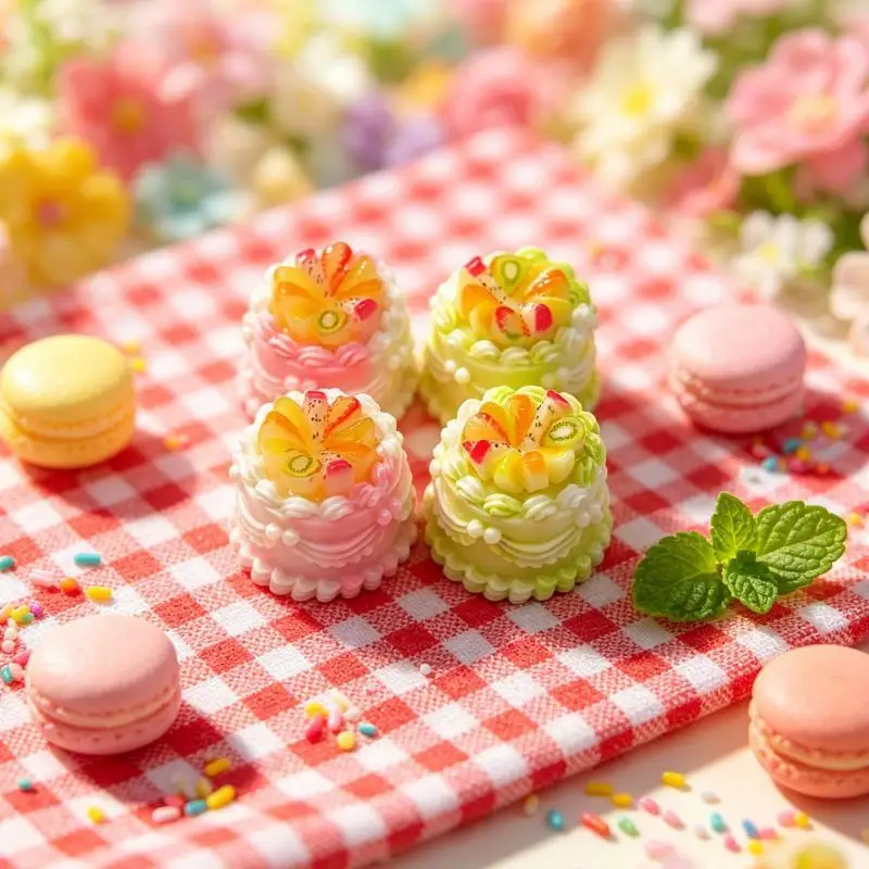 Dollhouse Miniature Fruit Birthday Cake Lovely Tiny Fake Cake for DIY Jewelry Craft Scrapbooking Dollhouse Decor Hobby Gift - Image 2