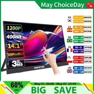 HGFRTEE Portable Display 14.1Inch Touch Screen Display 10-Point Touch Screen Portable Screen Suitable for Laptop PC Mac Xbox PS4/5