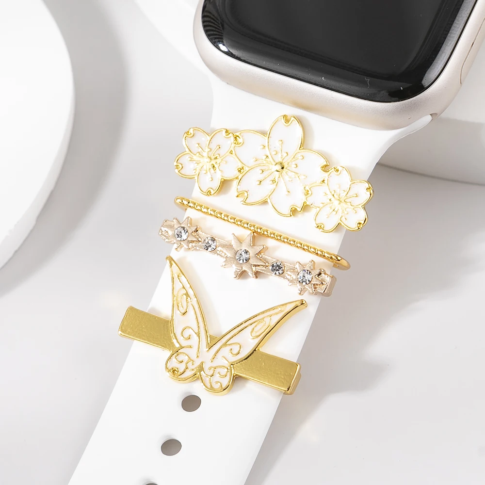 Apple Watch Strap Decorations Accessories Silicone Strap Decorative Rings Decorative Stud Set Smartwatch Jewelry Decorations - Image 3