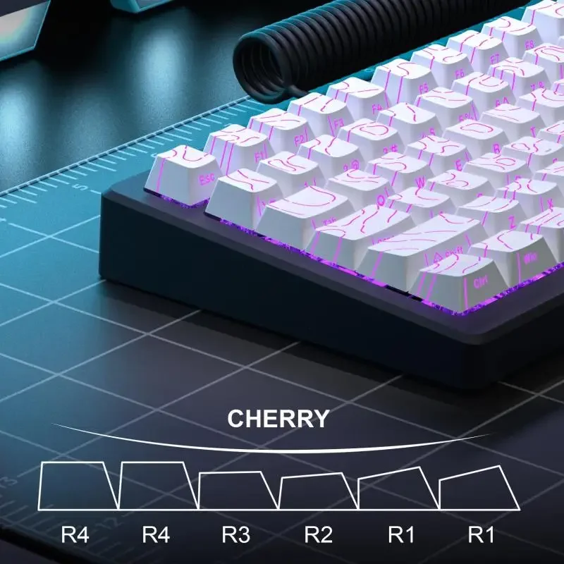 New Topographic Keycaps 4.0 Version Shine Through 98 Key PBT Cherry Profile Side Print Backlit for MX Gamer Mechanical Keyboard - Image 5