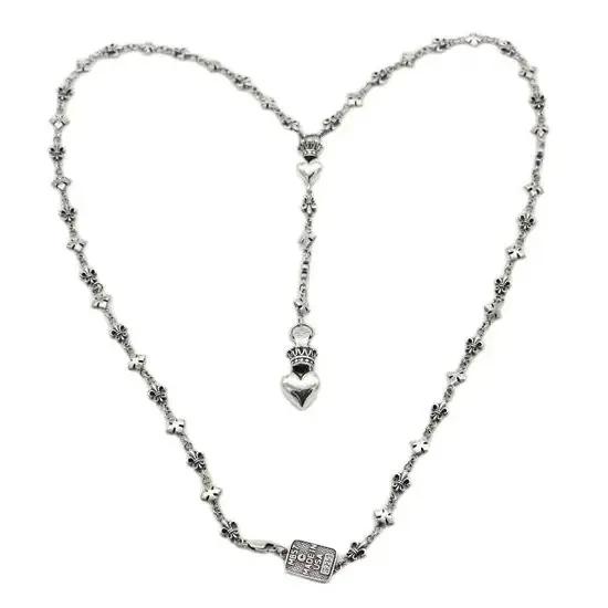 S925 Sterling Silver Necklace National Style Retro Crown Love Hip Hop Chain Personalized Fashion Accessories Chain Jewelry - Image 3