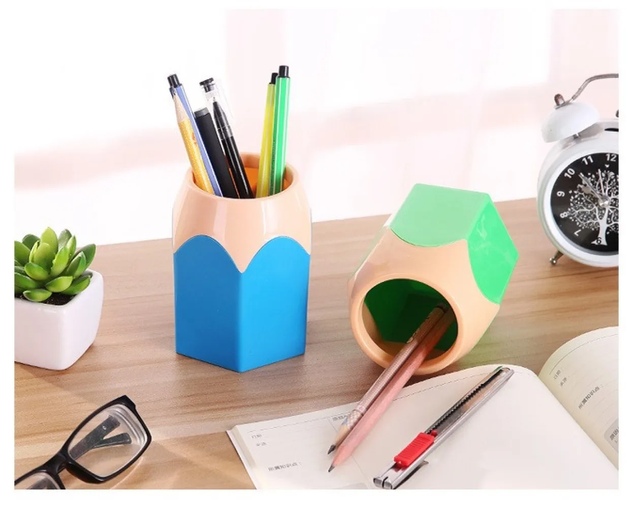 Storage Pen Holder Student Learning Office Stationery Storage Desktop Pencil Holder Pen Pot Makeup Brush Storage Bucket - Image 3