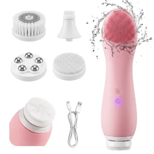 Waterproof Facial Cleansing Brush Rechargeable Scrubber Exfoliating Vibrating Deep Cleaning Face Cleaner Skin Care Tool