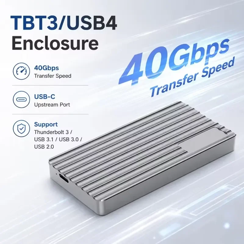 AP01 for Aluminum M.2 NVMe SSD Enclosure USB-C TBT3 USB4 40Gbps PCIe Gen4x4 Heatsink Design Portable External Case with 8TB - Image 2