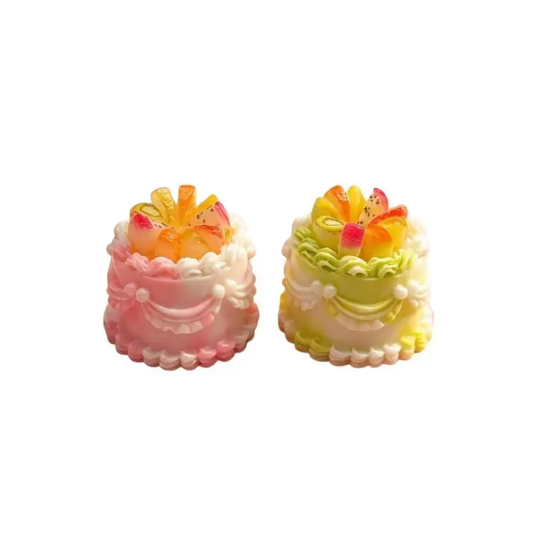 Dollhouse Miniature Fruit Birthday Cake Lovely Tiny Fake Cake for DIY Jewelry Craft Scrapbooking Dollhouse Decor Hobby Gift - Image 6
