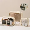 3PCS/SET Wear Resistant PVC Transparent Wash Bag Large Capacity Thick Handbag 4Pcs Skincare Organizer Travel Hand Cosmetic Bag