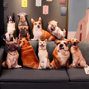 New 3D Simulation Dog Shiba Inu Bulldog Labrador Corgi Cute Pillow Sofa Bed Car Pillow Cushion Home Decoration Dog Lover Gift