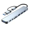 8 In 2 USB C Hub Expander Multiport Adapter Type C Splitter Dock USB 3 Port For Xiaomi Phone Tablet Fast Data Transfer Charging