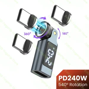 PD240W Power Display USB C to Type C Magnetic OTG Adapter 9-Pin USB C Fast Charging Data Converter for iPhone 17 16 MacBook Pro