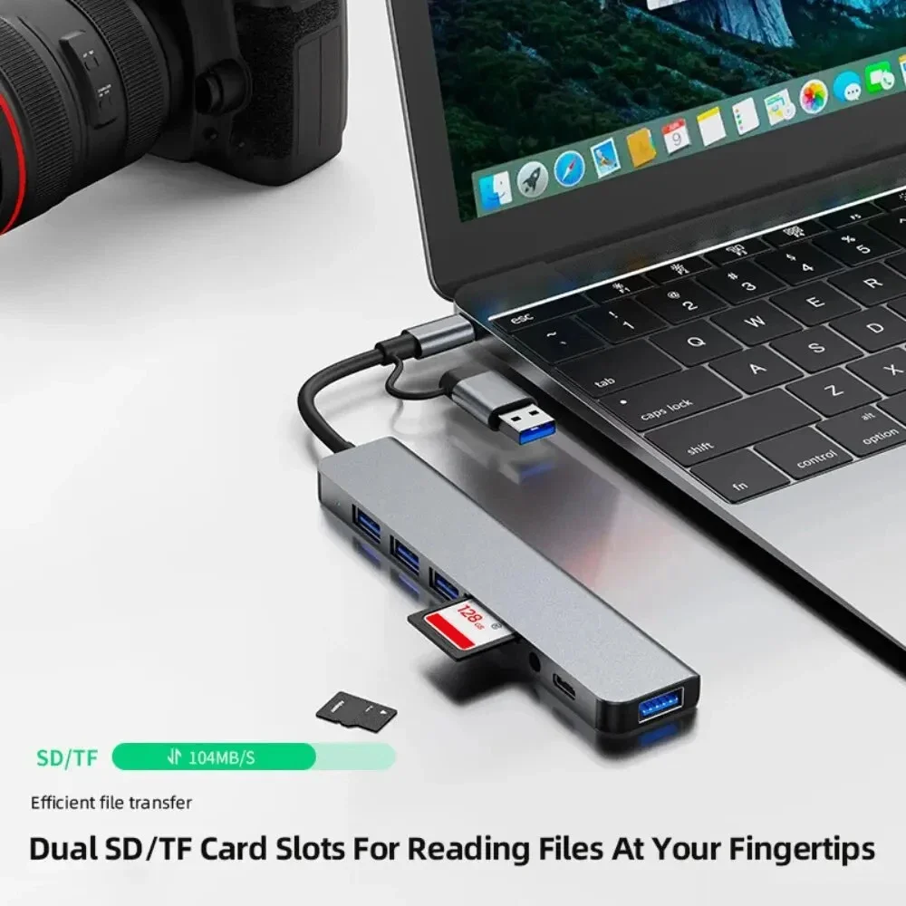 5Gbps USB 3.0 HUB USB C HUB USB C Docking Station High Speed Splitter Multiport Adapter TF SD Card Reader for PC/Laptops/MacBook - Image 2