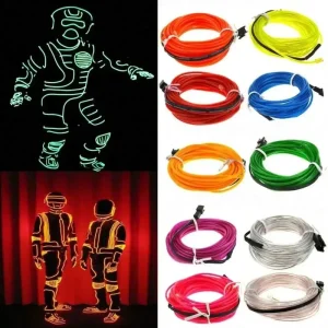 5M Car Interior Led Decorative Lamp Luminous EL Wiring Neon Strip AA Battery Flexible Ambient Light USB Party Atmosphere Diode