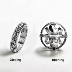 Retro Style Astronomical Ball Ring Rotating Planet Reversed Metamorphic Cosmic Ring Universe Sphere Interesting