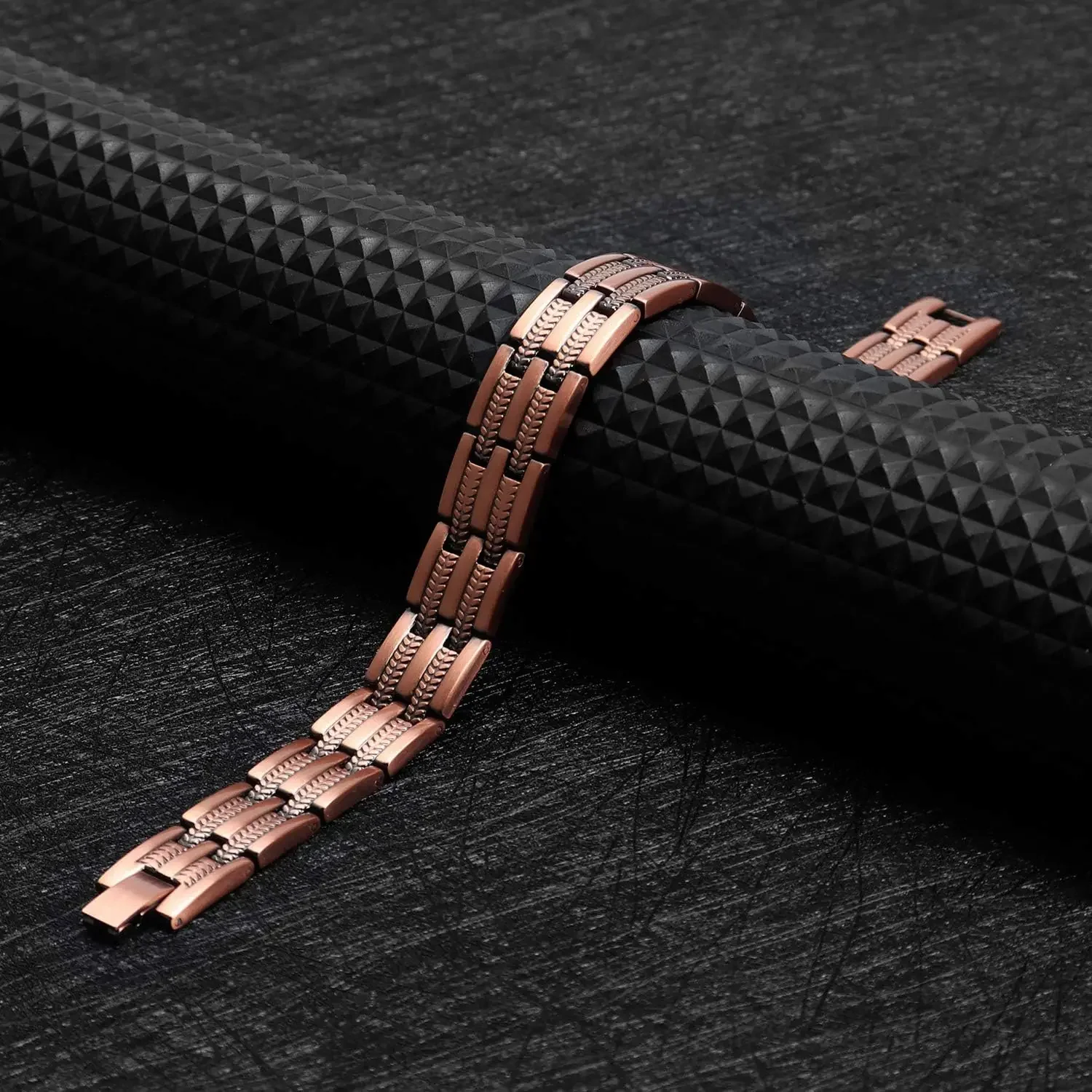 ARADOO Wheat Grain Pattern Pure Copper Magnetic Bracelet Adjustable Therapy Bangle for Joint Support & Wellness - Image 2