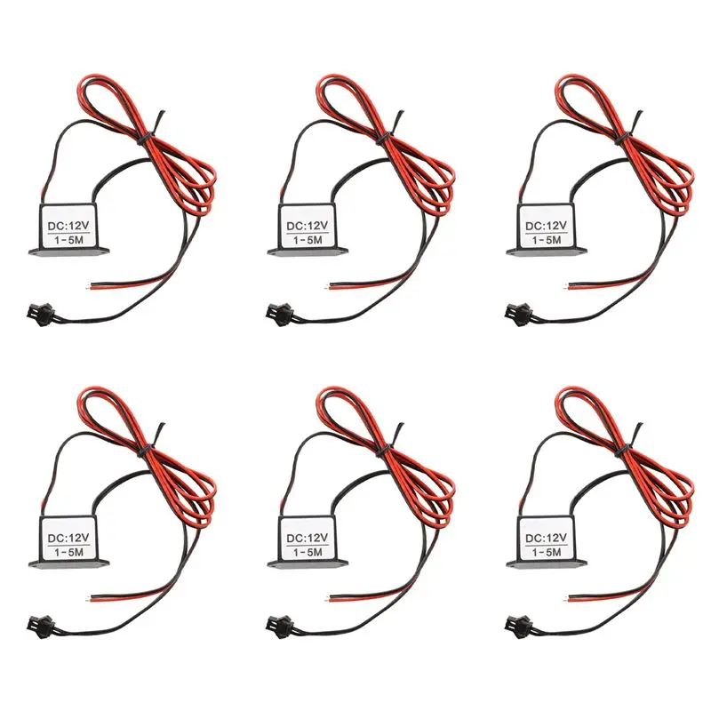 AU28-6X Red-Black Cable DC 12V EL Wire Neon Glow Strip Light Driver Unit Inverter