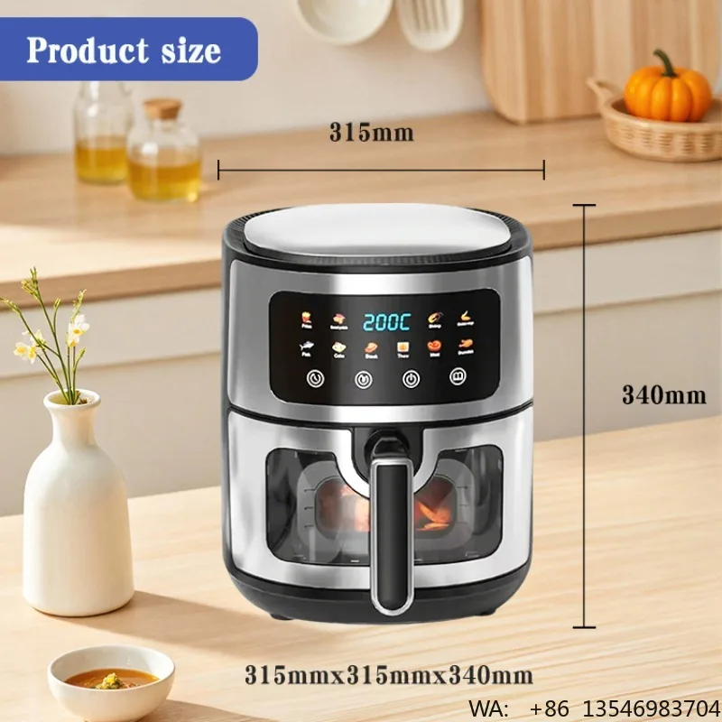 10L Smart Visual Air Fryer Electric Digital Deep Air Fryer Commercial Household Smart 10L Without Oil Air Fryer Oven - Image 4