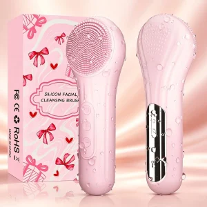 45℃ Constant Temperature Heating Sonic Silicone Face Cleanser Brush IPX7 Waterproof Magnetic Charging Deep Pore Cleansing Facial