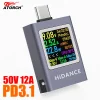13 in 1 DC 4.5-50V 0-12A Multi-function Digital Display DC Voltage Ammeter Power Meter Type-c Cell Phone Charging PD3.1 Tester