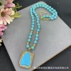DIY accessories Unshaped turquoise fashion sweater chain Cross-border original design Natural stone necklace European and Americ